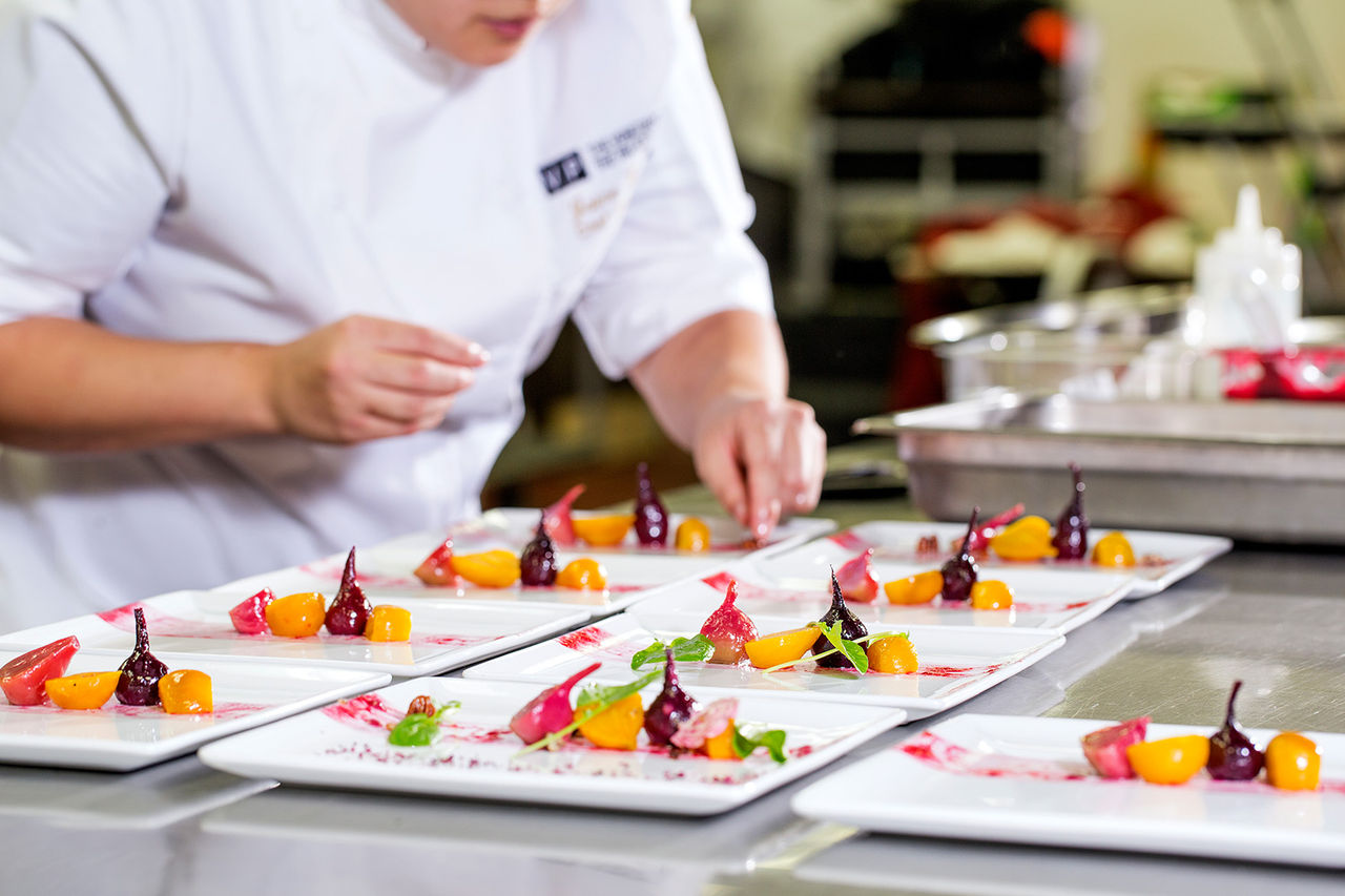 chef plating appetizers